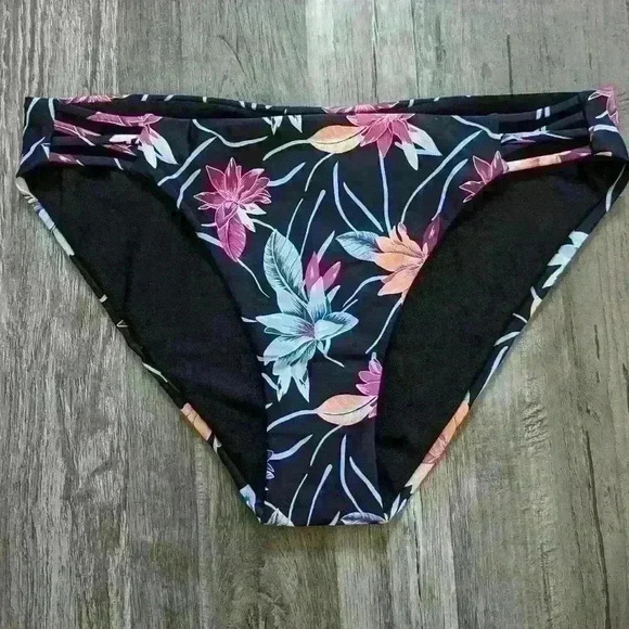ROXY  | Active Full Floral Mid Rise Bikini Bottoms Size Medium - Picture 3 of 9